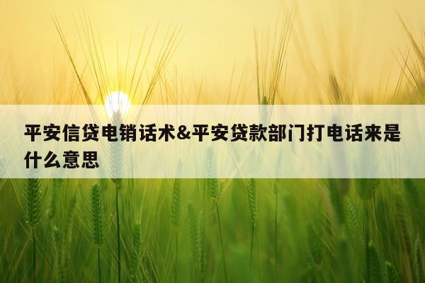 平安信贷电销话术&平安贷款部门打电话来是什么意思