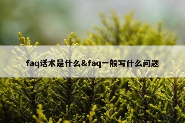 faq话术是什么&faq一般写什么问题