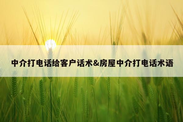 中介打电话给客户话术&房屋中介打电话术语