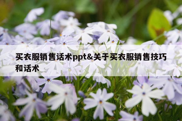 买衣服销售话术ppt&关于买衣服销售技巧和话术