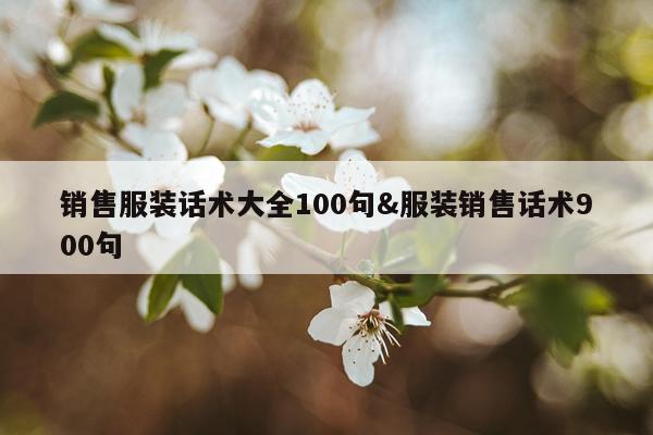 销售服装话术大全100句&服装销售话术900句