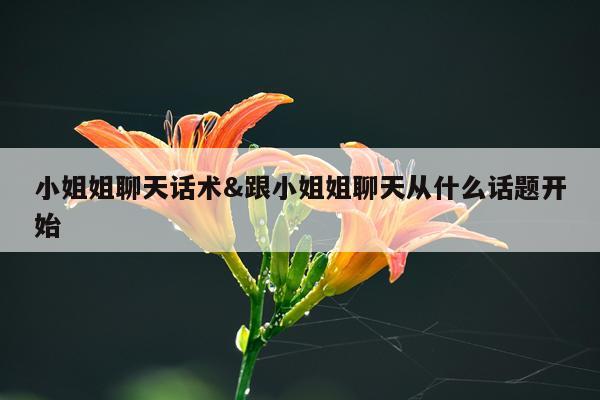 小姐姐聊天话术&跟小姐姐聊天从什么话题开始
