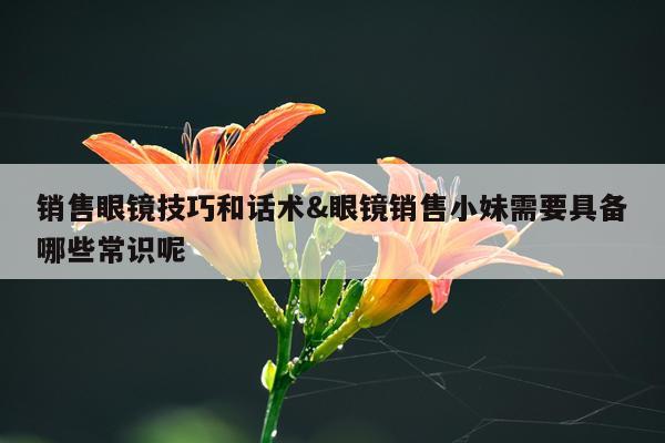 销售眼镜技巧和话术&眼镜销售小妹需要具备哪些常识呢