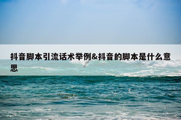 抖音脚本引流话术举例&抖音的脚本是什么意思