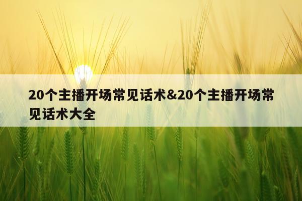 20个主播开场常见话术&20个主播开场常见话术大全