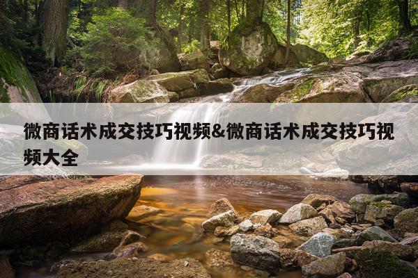 微商话术成交技巧视频&微商话术成交技巧视频大全