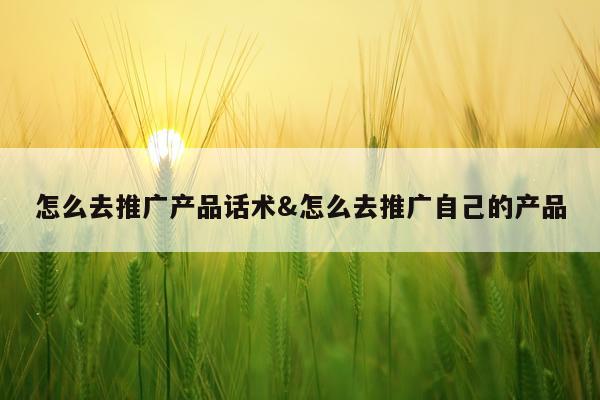 怎么去推广产品话术&怎么去推广自己的产品