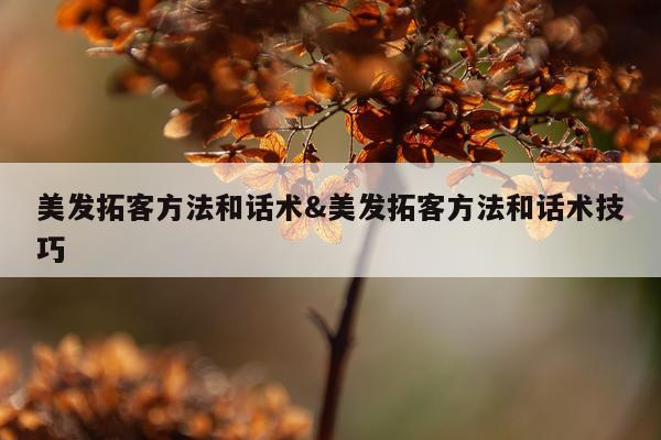 美发拓客方法和话术&美发拓客方法和话术技巧