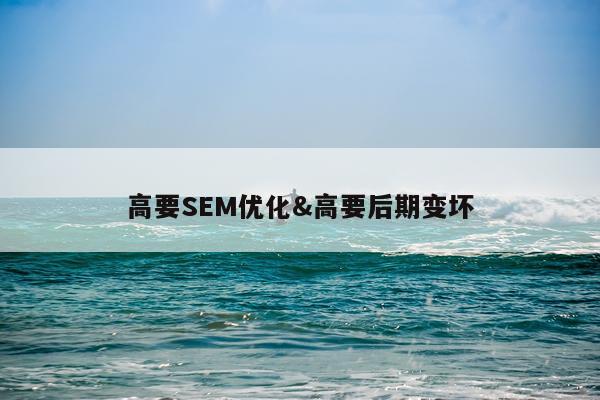 高要SEM优化&高要后期变坏