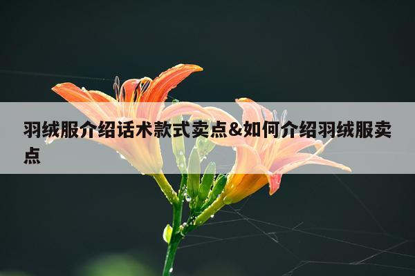 羽绒服介绍话术款式卖点&如何介绍羽绒服卖点