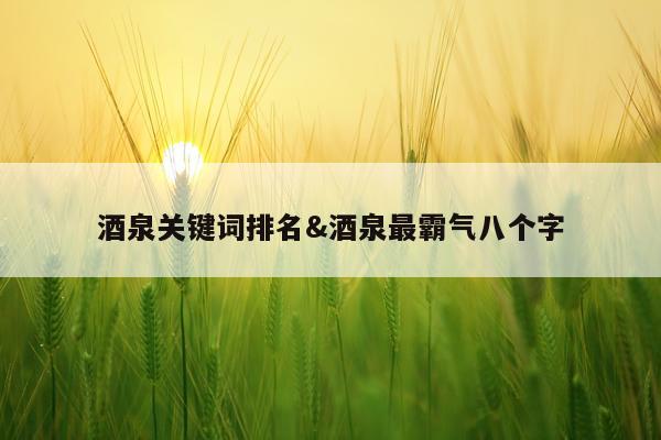 酒泉关键词排名&酒泉最霸气八个字